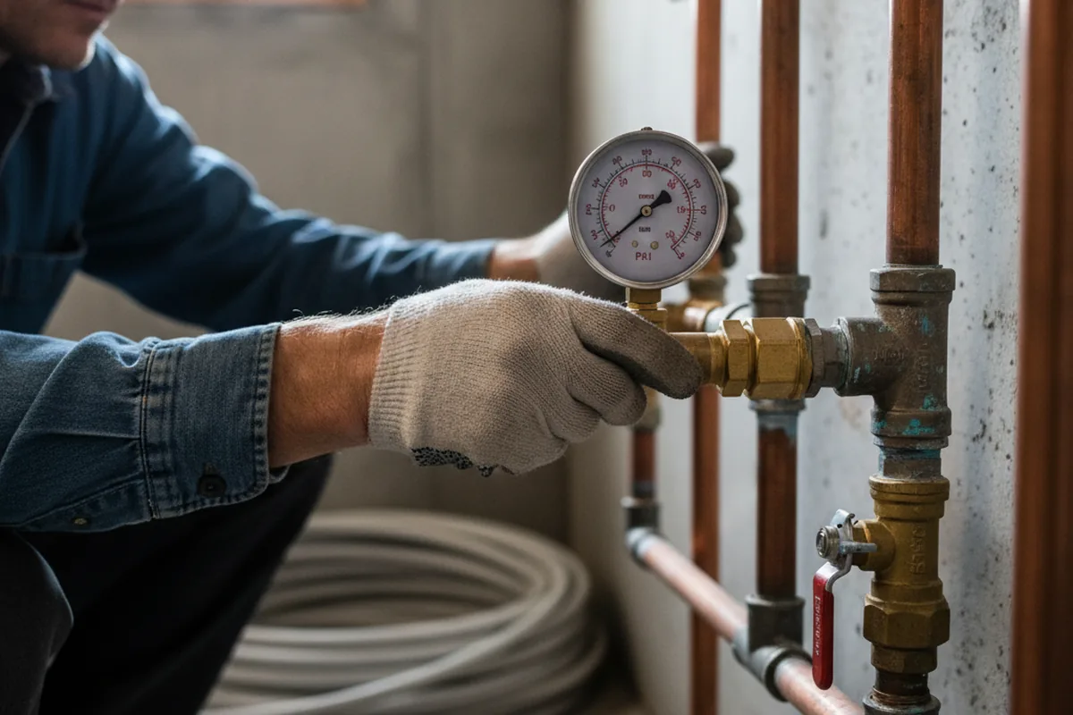 Pressure testing a repaired line during Water Line Repair in Nellis Afb